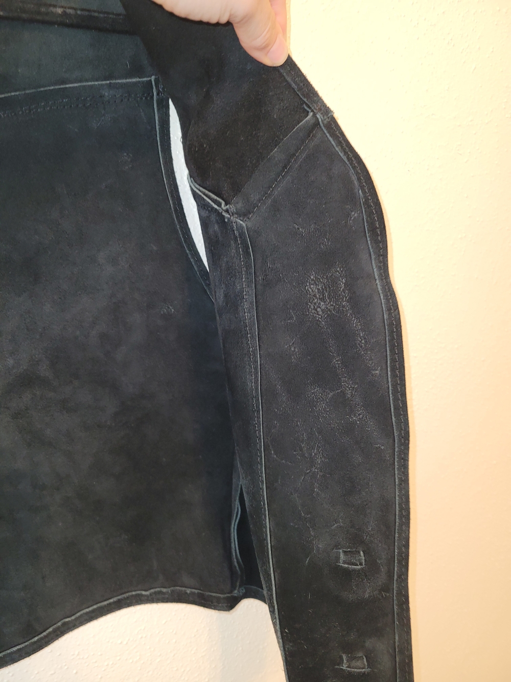 Vintage Steer Brand Black Suede Leather Fringe Western Vest USA XL - Picture 8 of 10